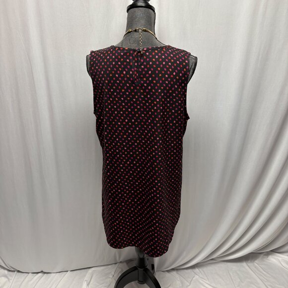 Eden Ruth Sleeveless Top Womens Sz XL Black Pink Red Polka Dots Office Layering - Picture 4 of 9